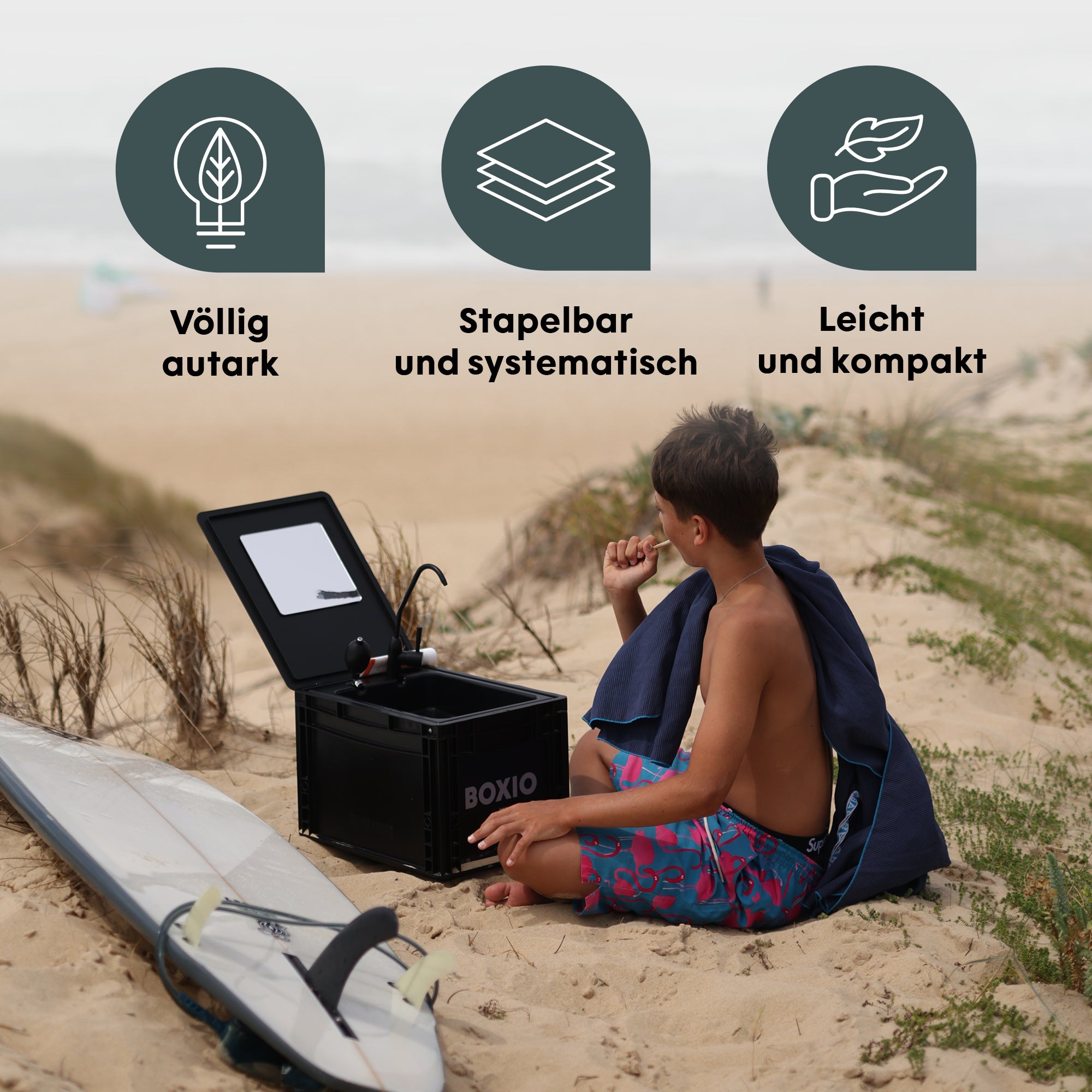 Camping Waschbecken und Wasserfilter-System I BOXIO WASH MAX +