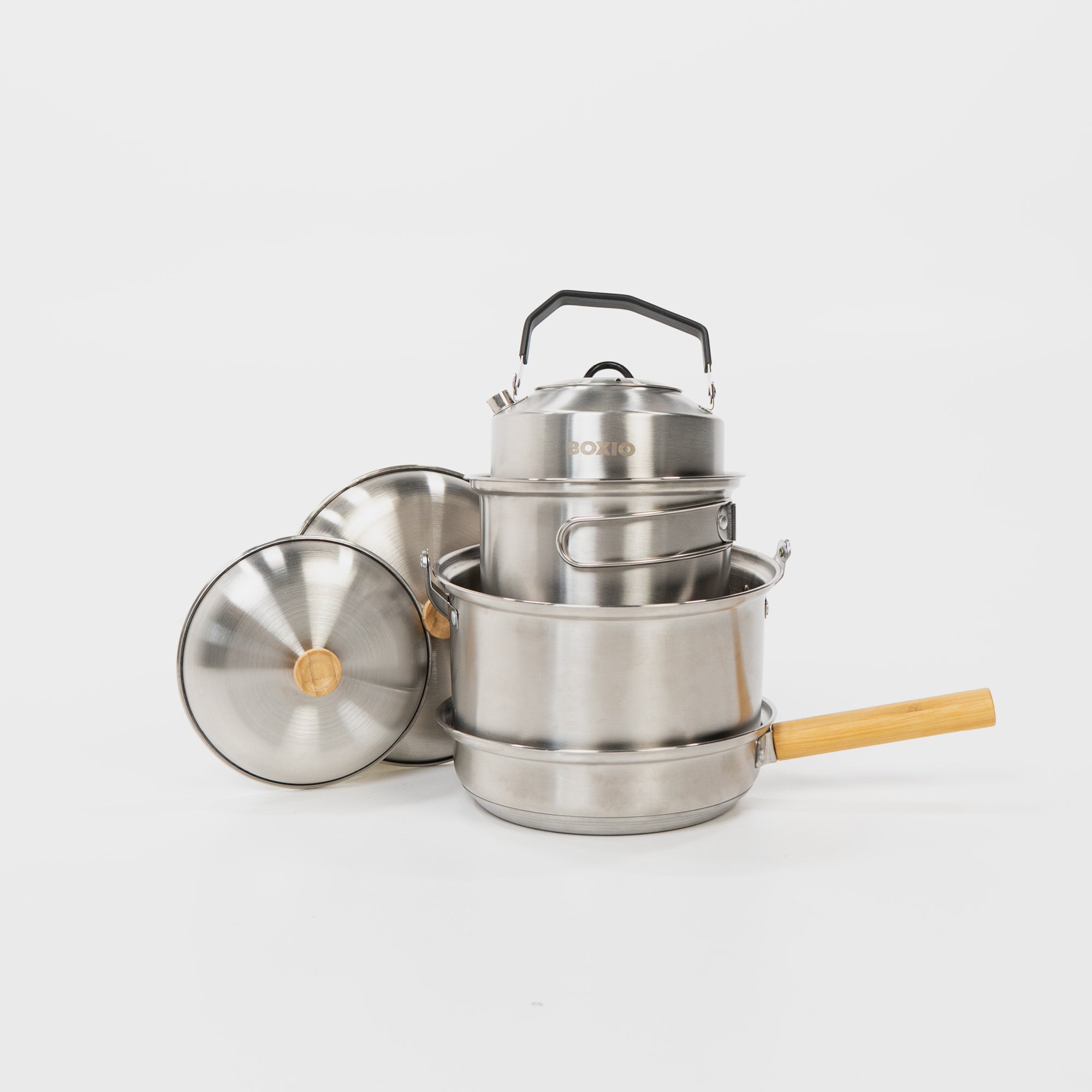 BOXIO COOKWARE I 4-in-1 Camping Topfset aus Edelstahl