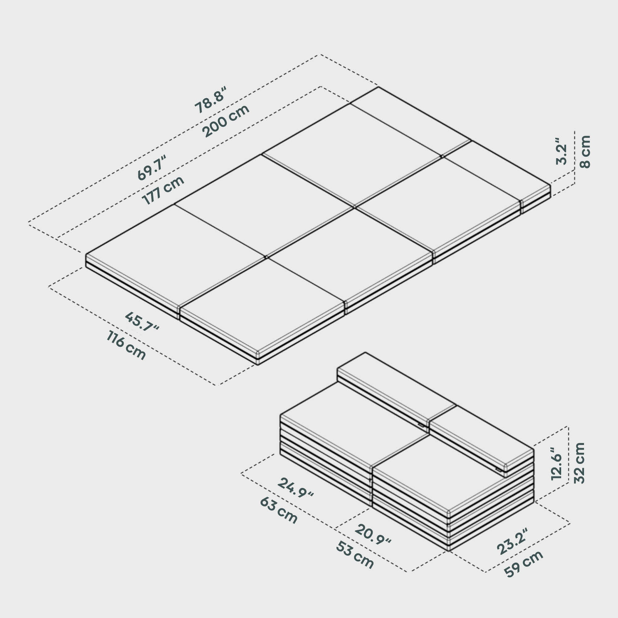 BOXIO RACK SLEEP 116 x 200 cm I Folding mattresses